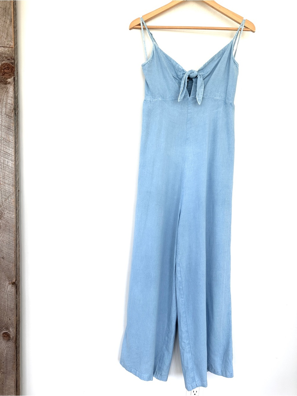 Sim & Sam Light Blue Tie-Front Jumpsuit, with elasticized back, NWT